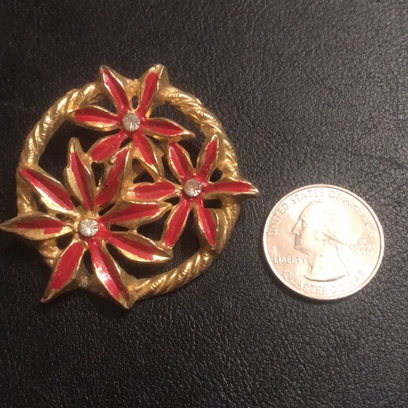 CHRISTMAS POINSETTIA BROOCH - Picture 4 of 4